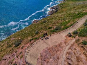 picture of 2 people on a bluff, taken with zerotech dobby pocket drone